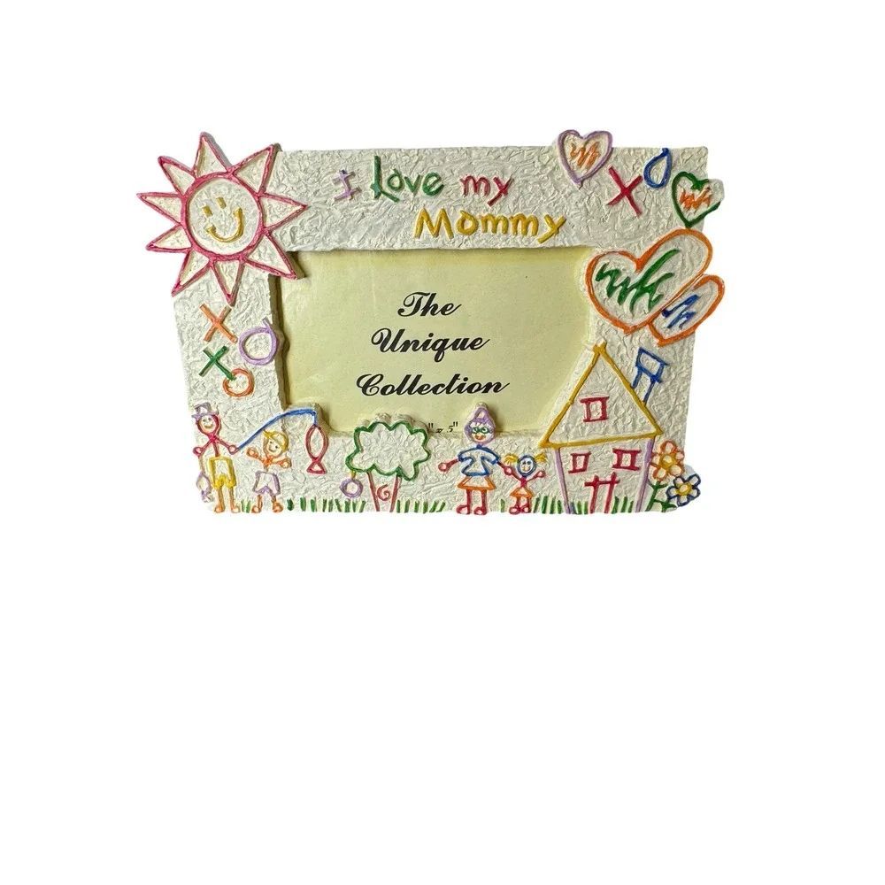 The Unique Collection I Love My Mommy Resin Picture Frame Child Drawing 3x5
